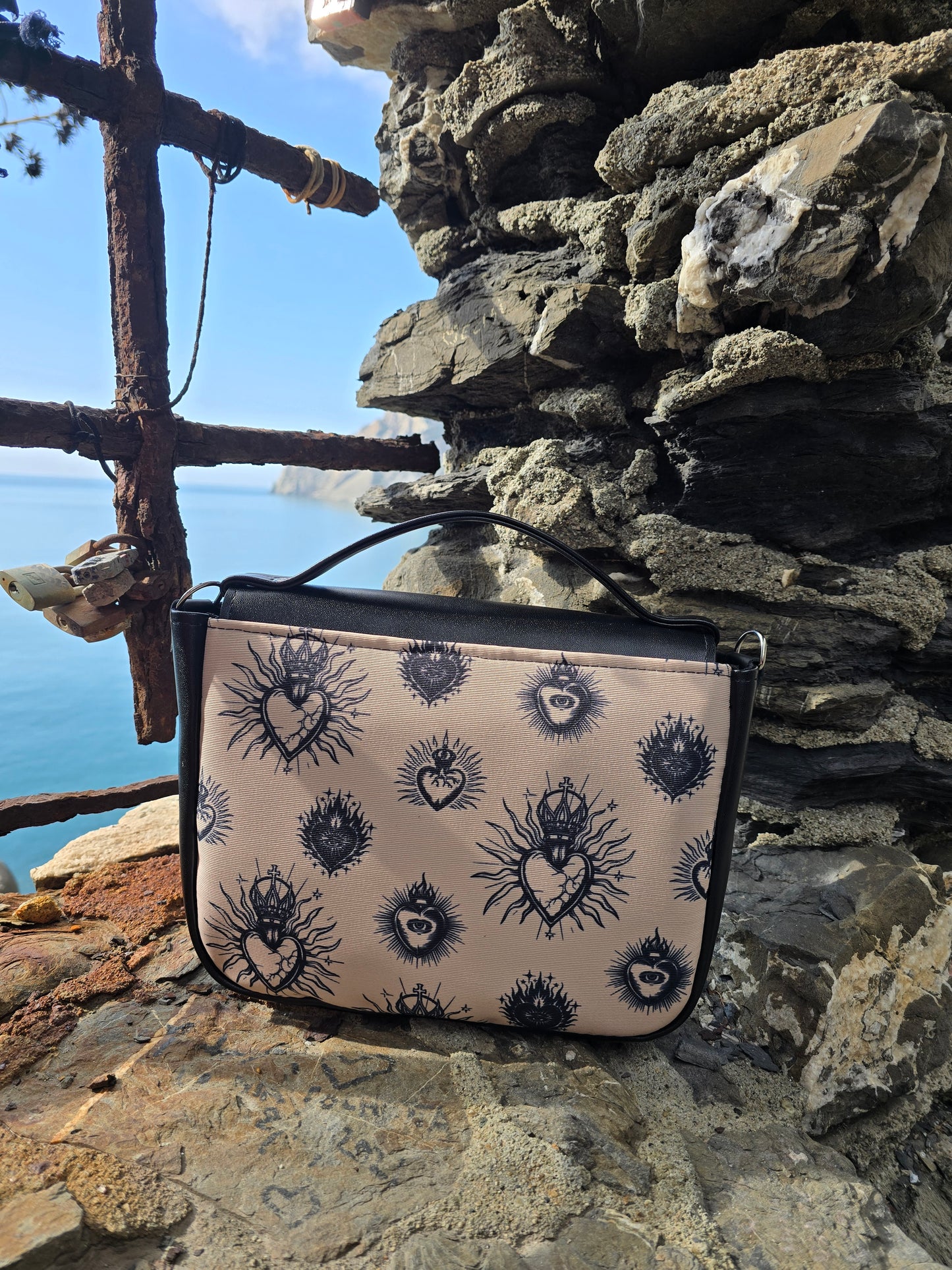 "DOTTY" VEGAN mini SIMILPELLE nero / ex voto new beige