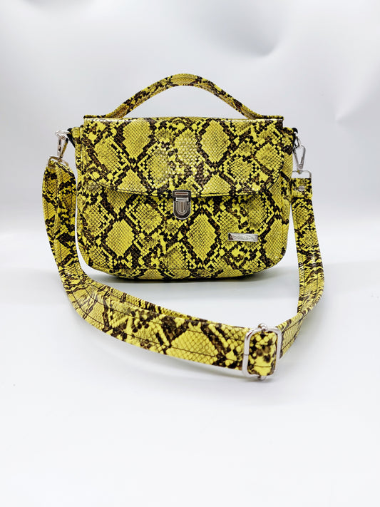 "DOTTY" VEGAN mini SIMILPELLE PITONE giallo