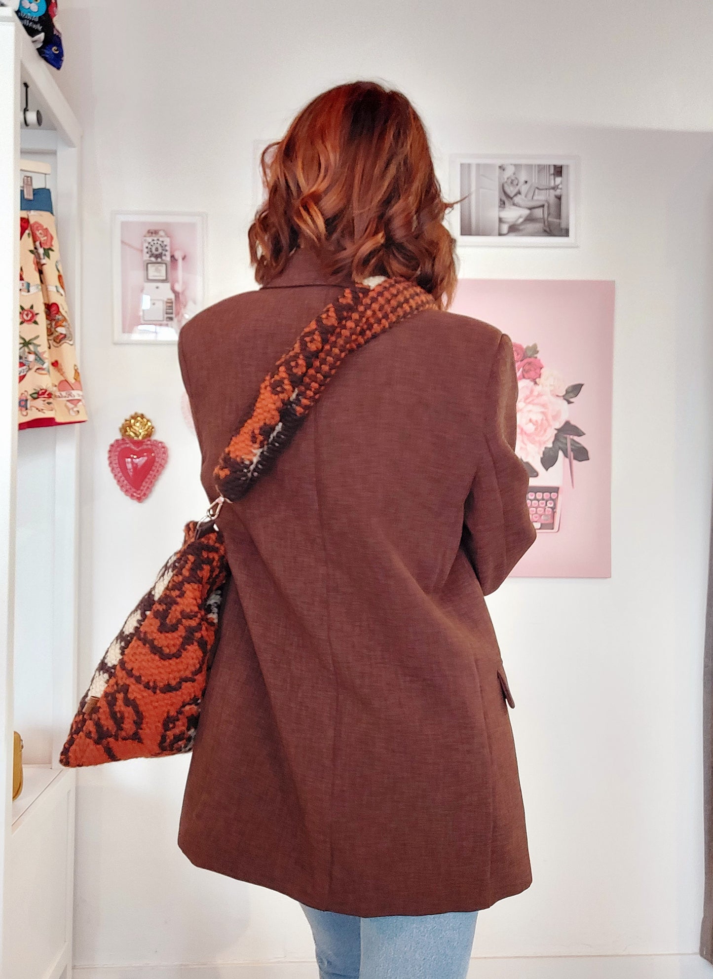"ELSA" winter bag MULTI ORANGE tracolla maxi lana -20%