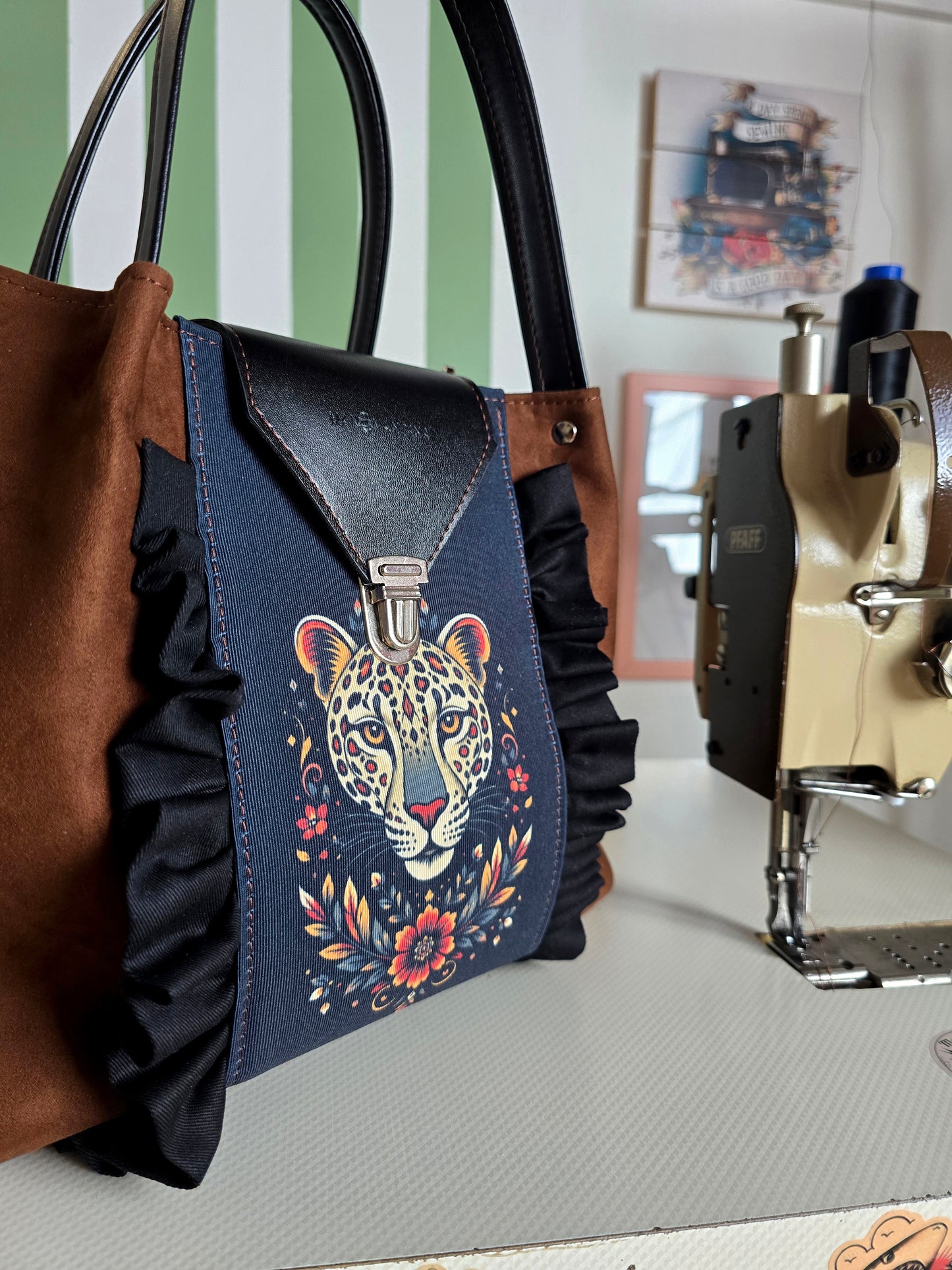 L'ARTIGIANA - similsuede caffe/nero/rouches stampa animal