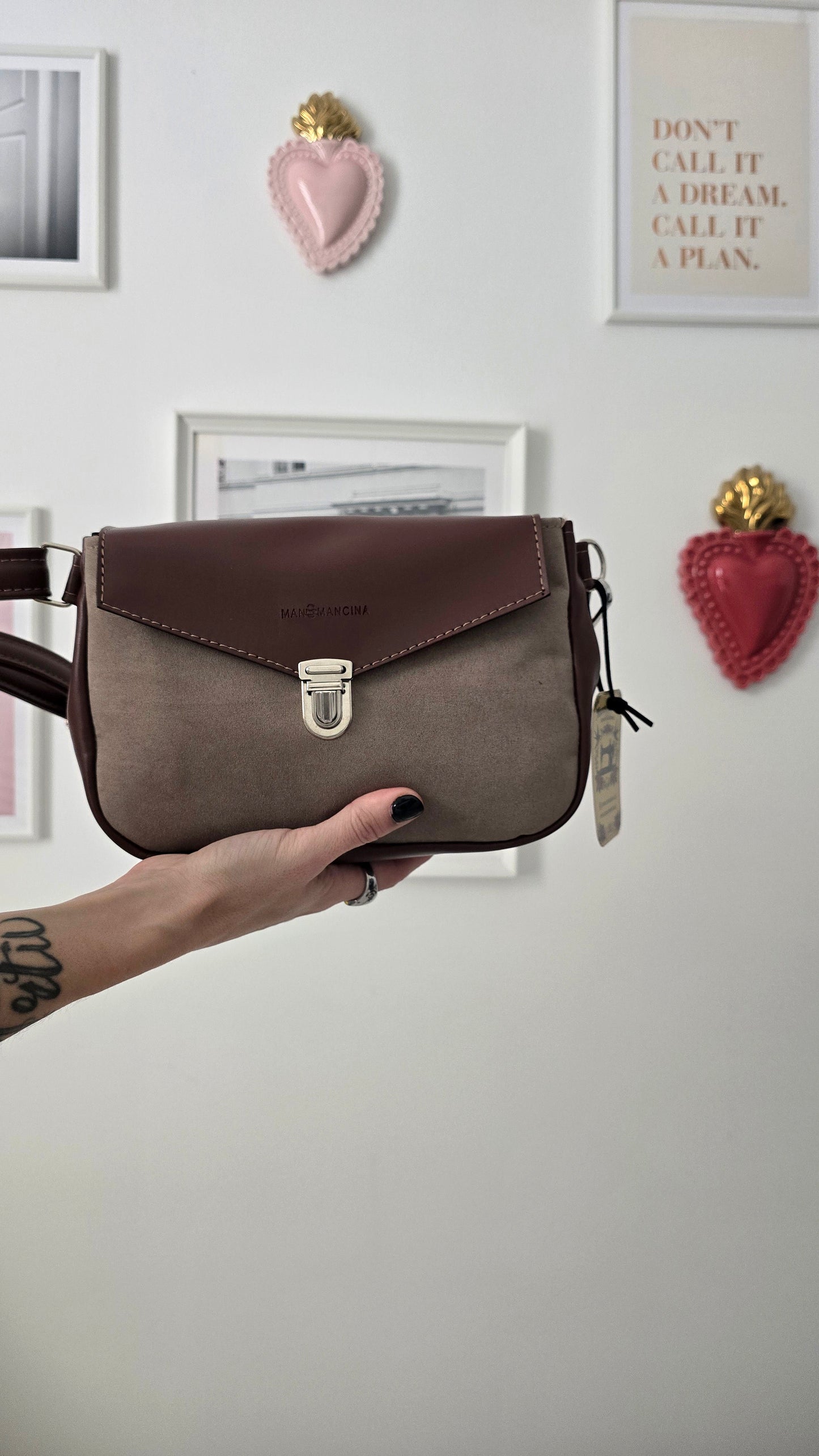 MARSUPIELLO large chocolate/similsuede taupe