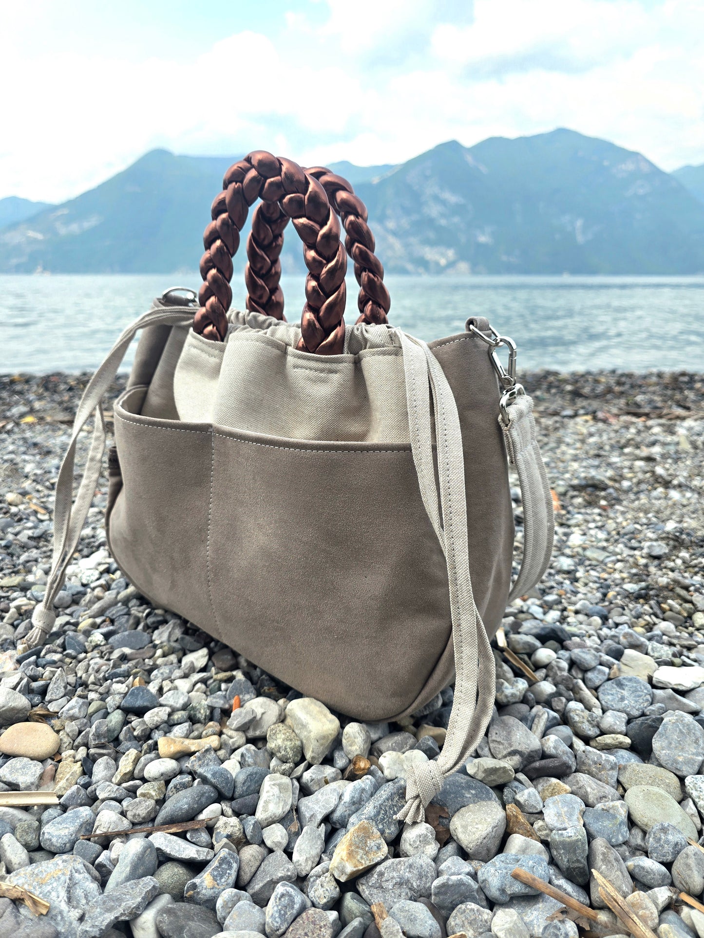 "L'ORGANIZZATA" corda chiaro/ similsuede tortora
