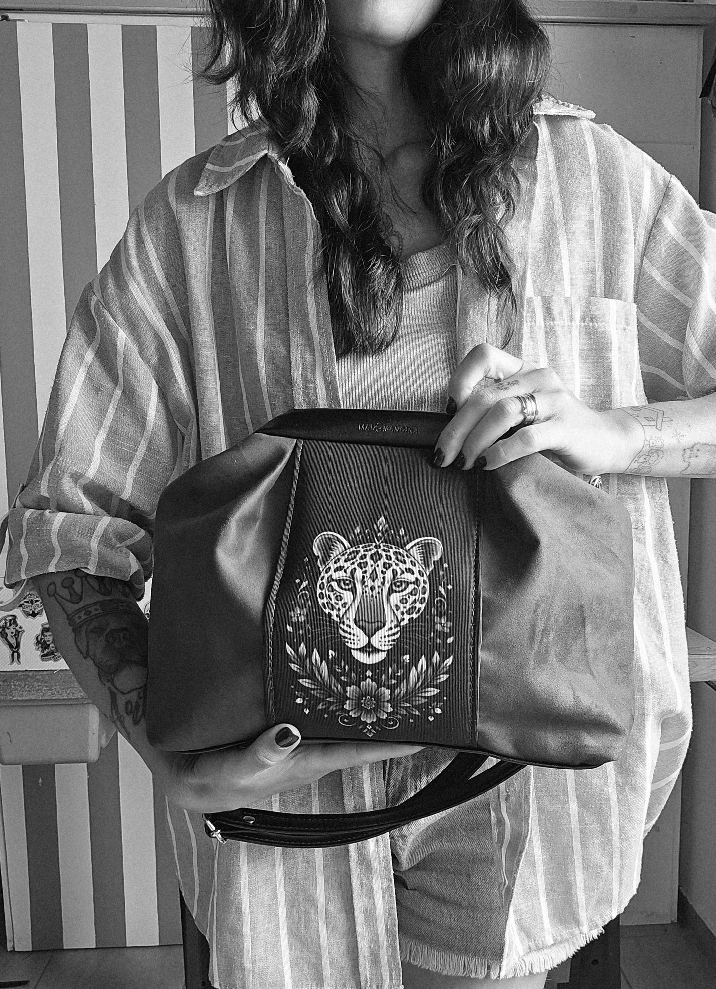 CLIC CLAC similsuede caffe/nero/rouches stampa animal