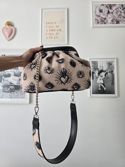 BORSA CLIC CLAC nero / ex voto new beige