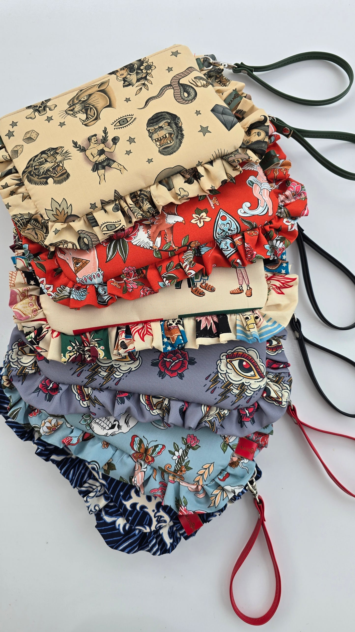 "MIRTA" pochette con rouches TELL TALE AZZURRO