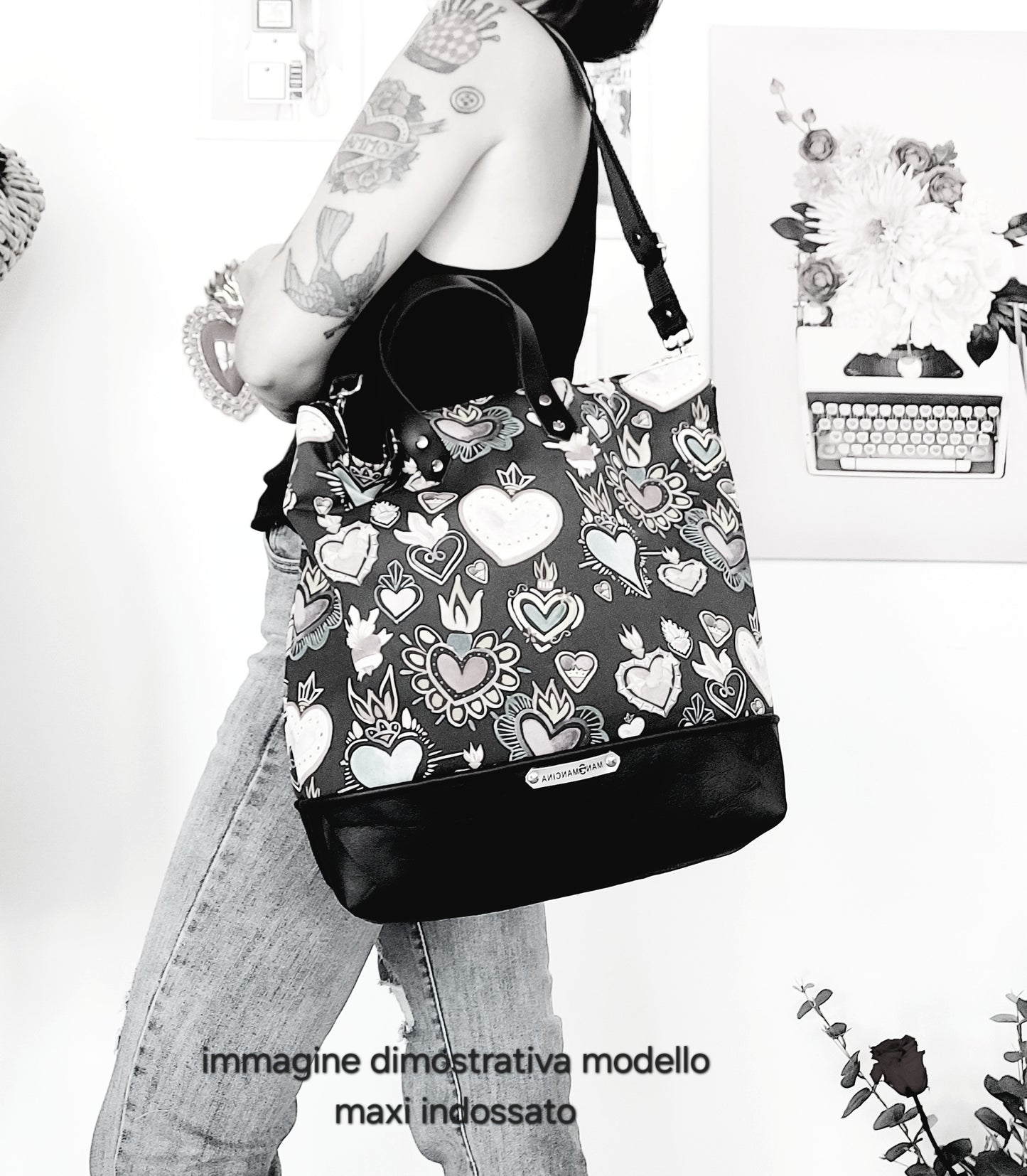 BORSA ZAINO 3 IN 1 cuoio / tattoo grigio
