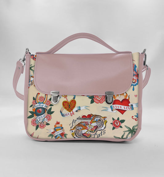 "DOTTY" VEGAN midi SIMILPELLE rosa antico/new love