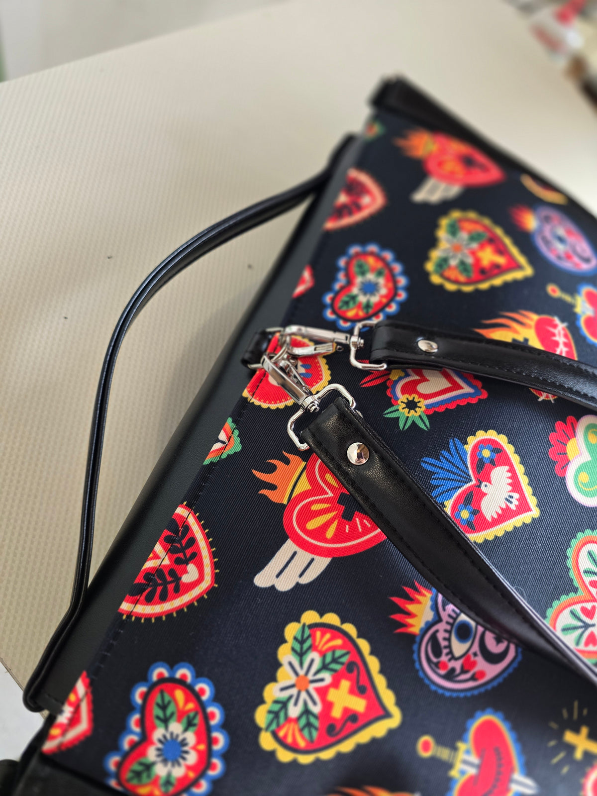 "DOTTY" VEGAN maxi SIMILPELLE nero / ex voto multicolor