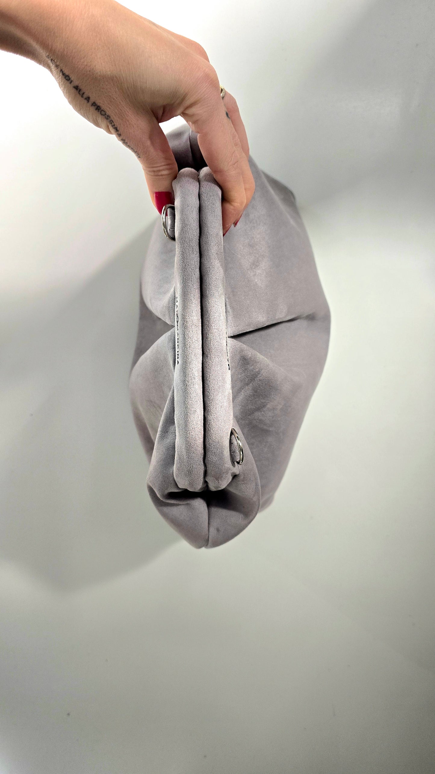 BORSA CLIC CLAC tracolla regolabile- simil suede grigio