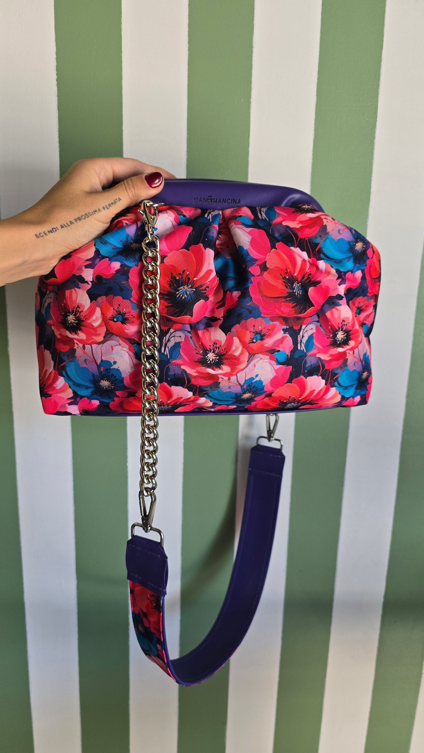 BORSA CLIC CLAC viola / fiori