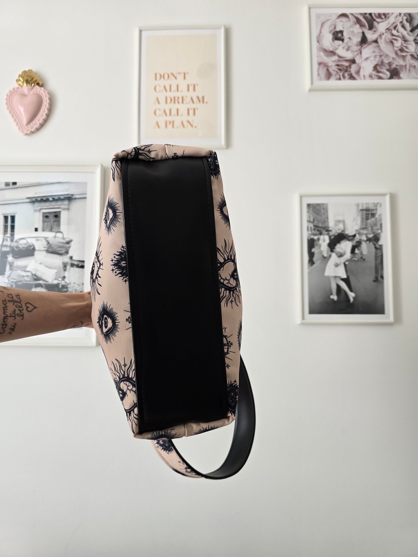 BORSA CLIC CLAC nero / ex voto new beige