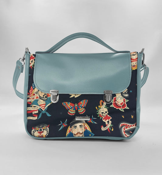 "DOTTY" VEGAN midi SIMILPELLE verde pastello/ sailor