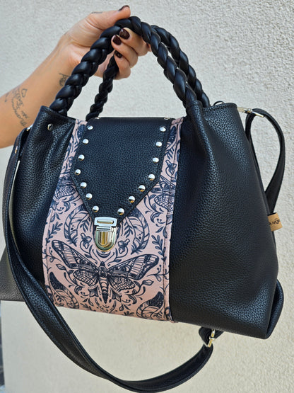 L'ARTIGIANA - nero/ tattoo mocha+borchie - Manici intrecciati