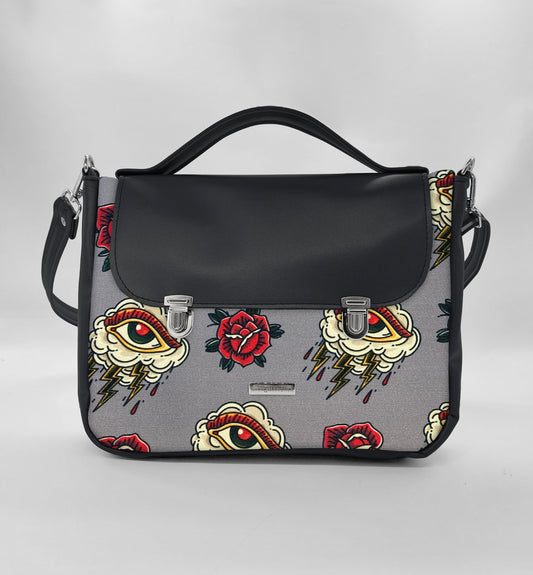 "DOTTY" VEGAN midi SIMILPELLE nero/ tattoo grigio