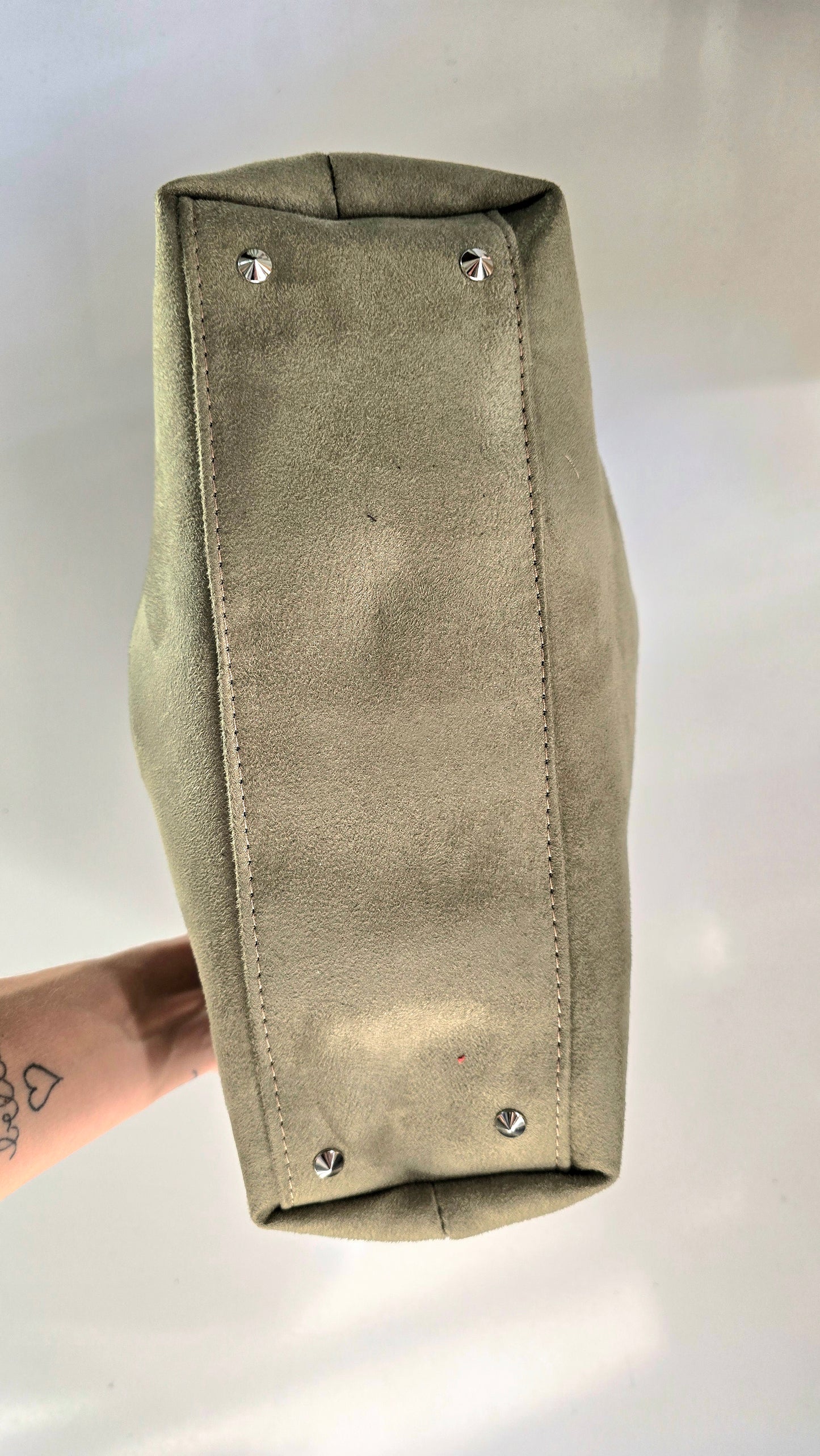 BORSA CLIC CLAC tracolla regolabile- simil suede verde militare
