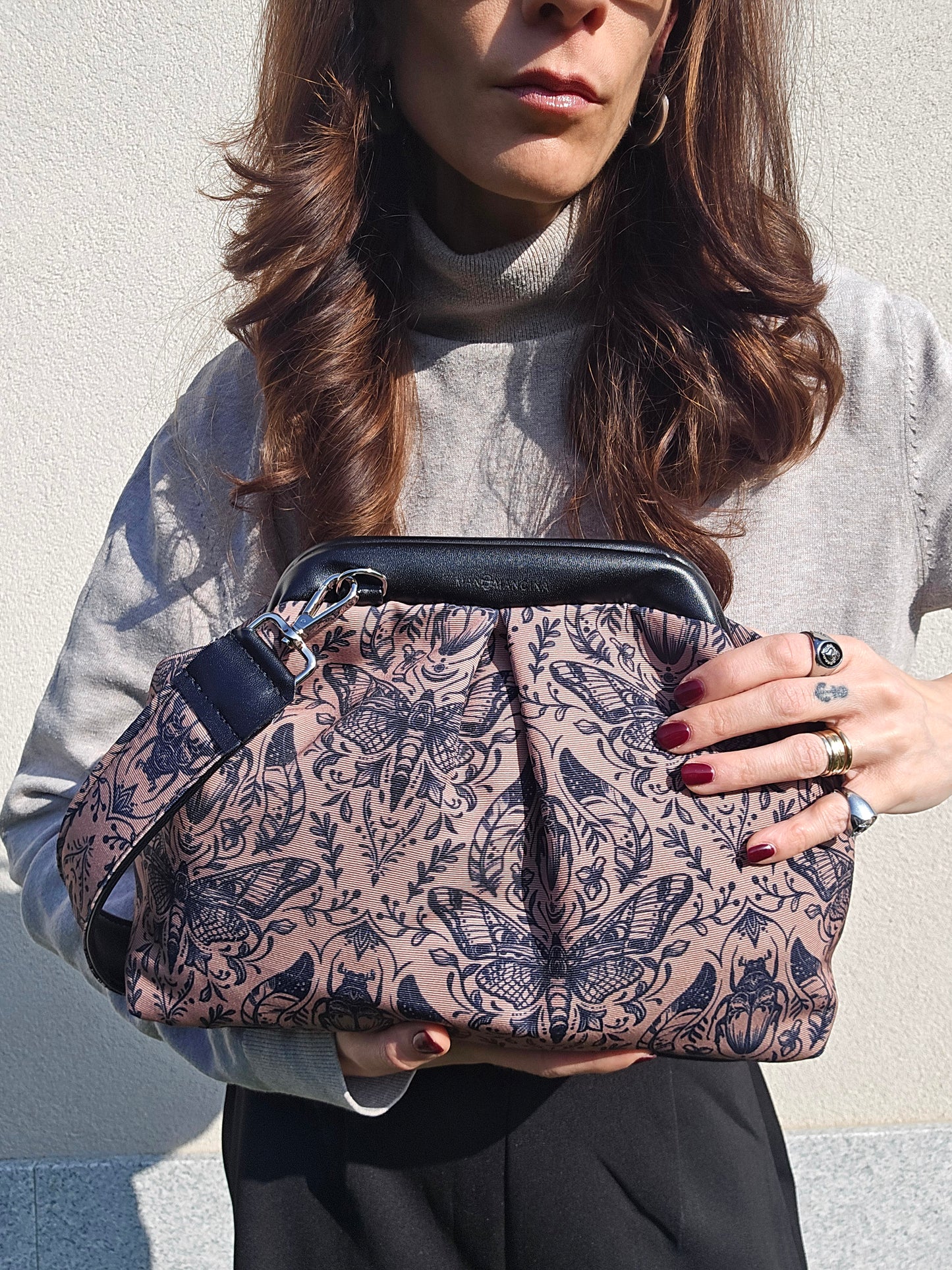 BORSA CLIC CLAC nero / mocha tattoo