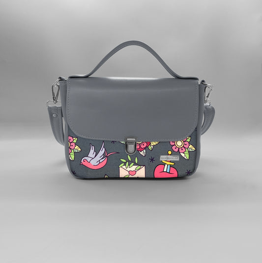"DOTTY" VEGAN mini SIMILPELLE grigio / love pink