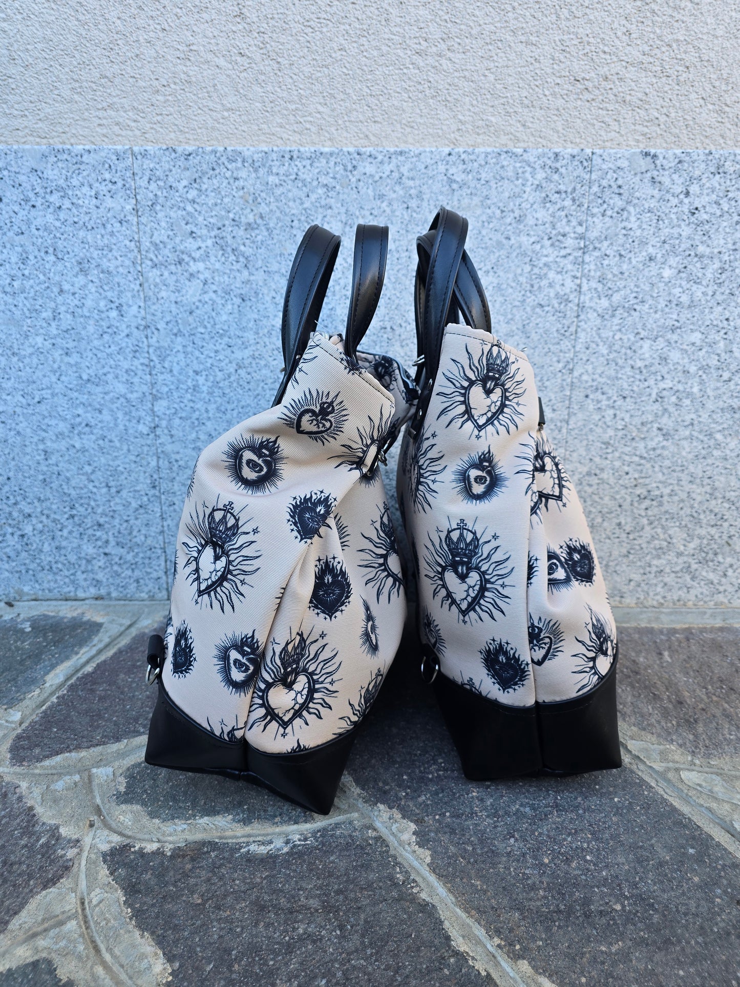 BORSA ZAINO 3 IN 1 NERO / ex voto new beige