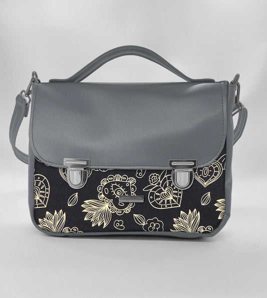 "DOTTY" VEGAN maxi SIMILPELLE grigio/ ex voto nero