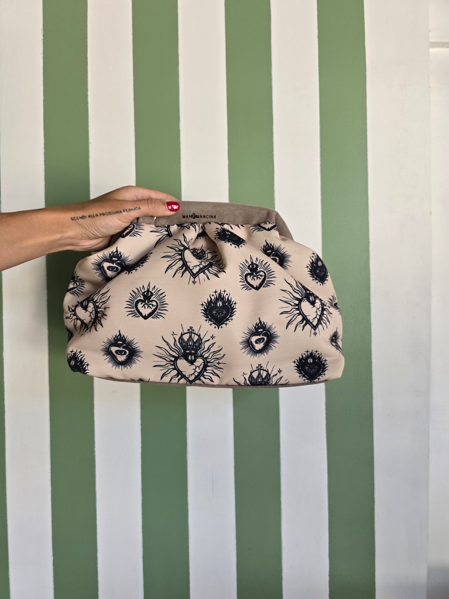 BORSA CLIC CLAC tracolla regolabile- simil suede TAUPE/EX VOTO