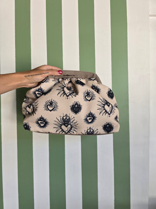 BORSA CLIC CLAC tracolla regolabile- simil suede TAUPE/EX VOTO