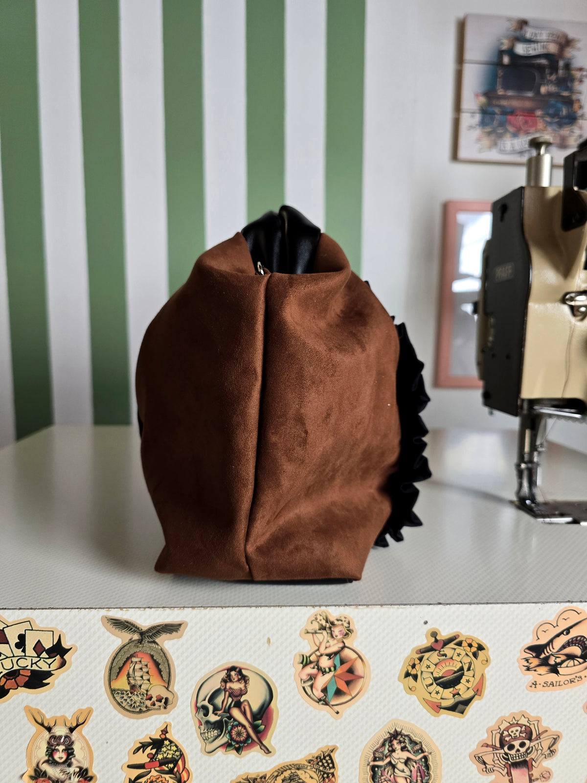 CLIC CLAC similsuede caffe/nero/rouches stampa animal