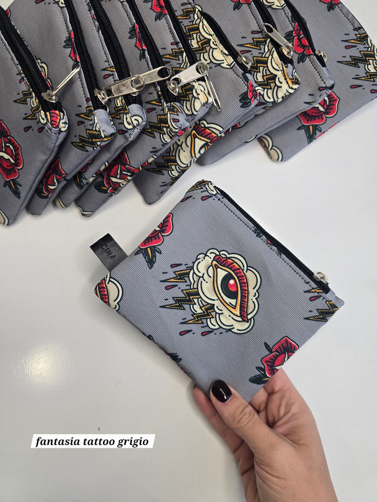POCHETTE COMPACT | PORTA CARTE E MONETE | tutte le fantasie con tatuaggi/disegni old school