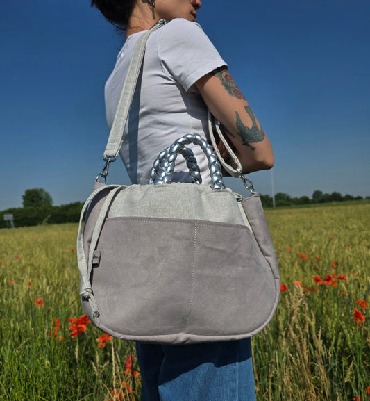 "L'ORGANIZZATA" grigio chiaro/ similsuede grigio