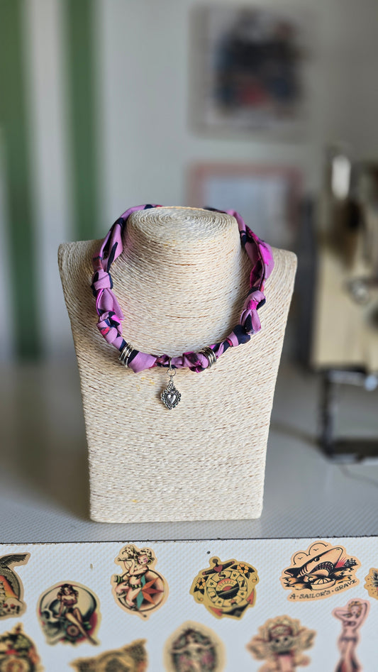 COLLANA ex voto fucsia/blu