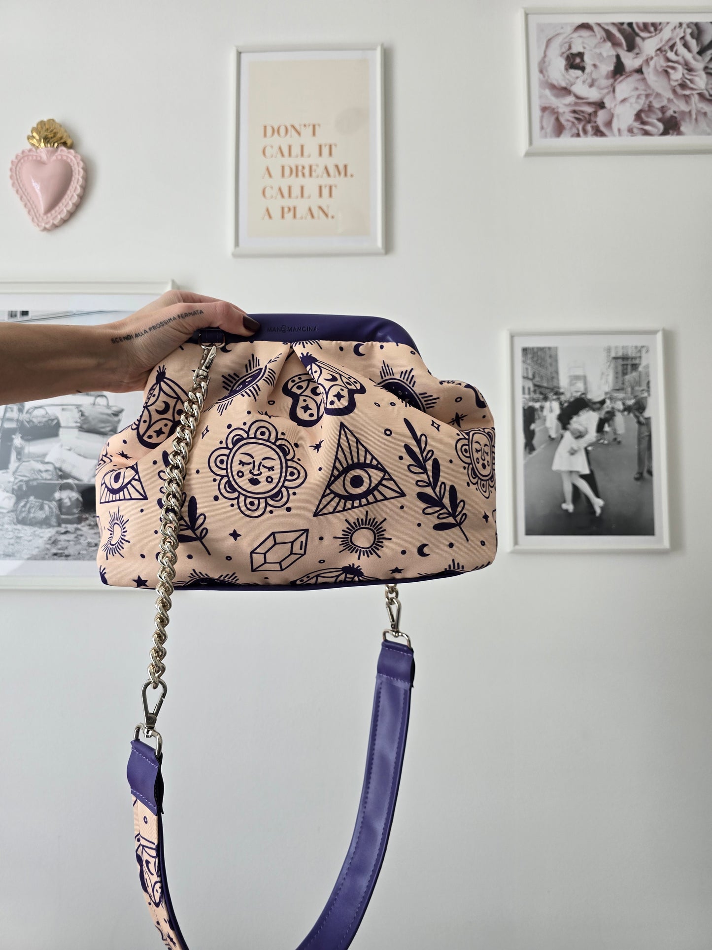 BORSA CLIC CLAC viola / tattoo beige viola