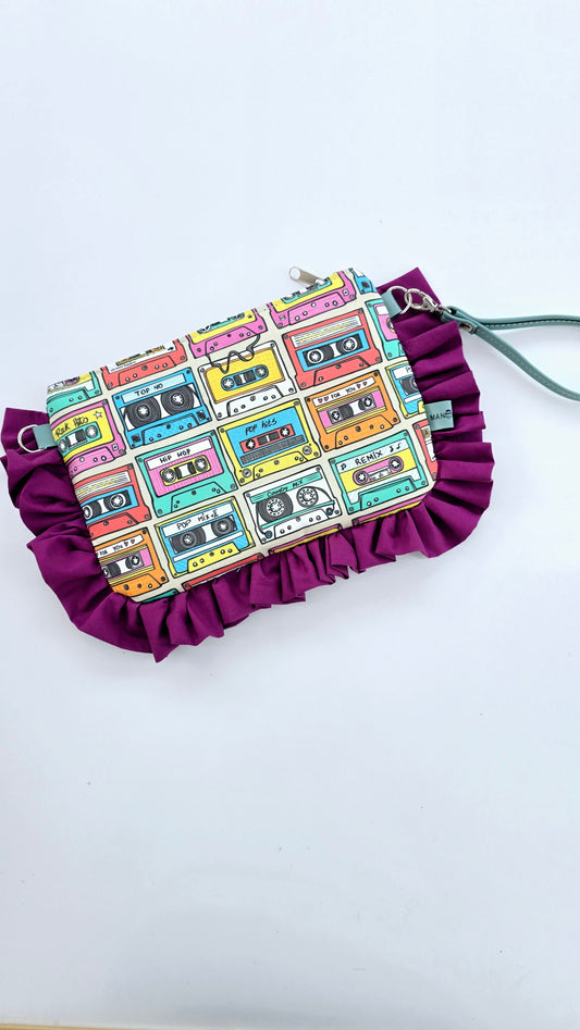 "MIRTA" pochette con rouches MUSICASSETTE pezzo unico