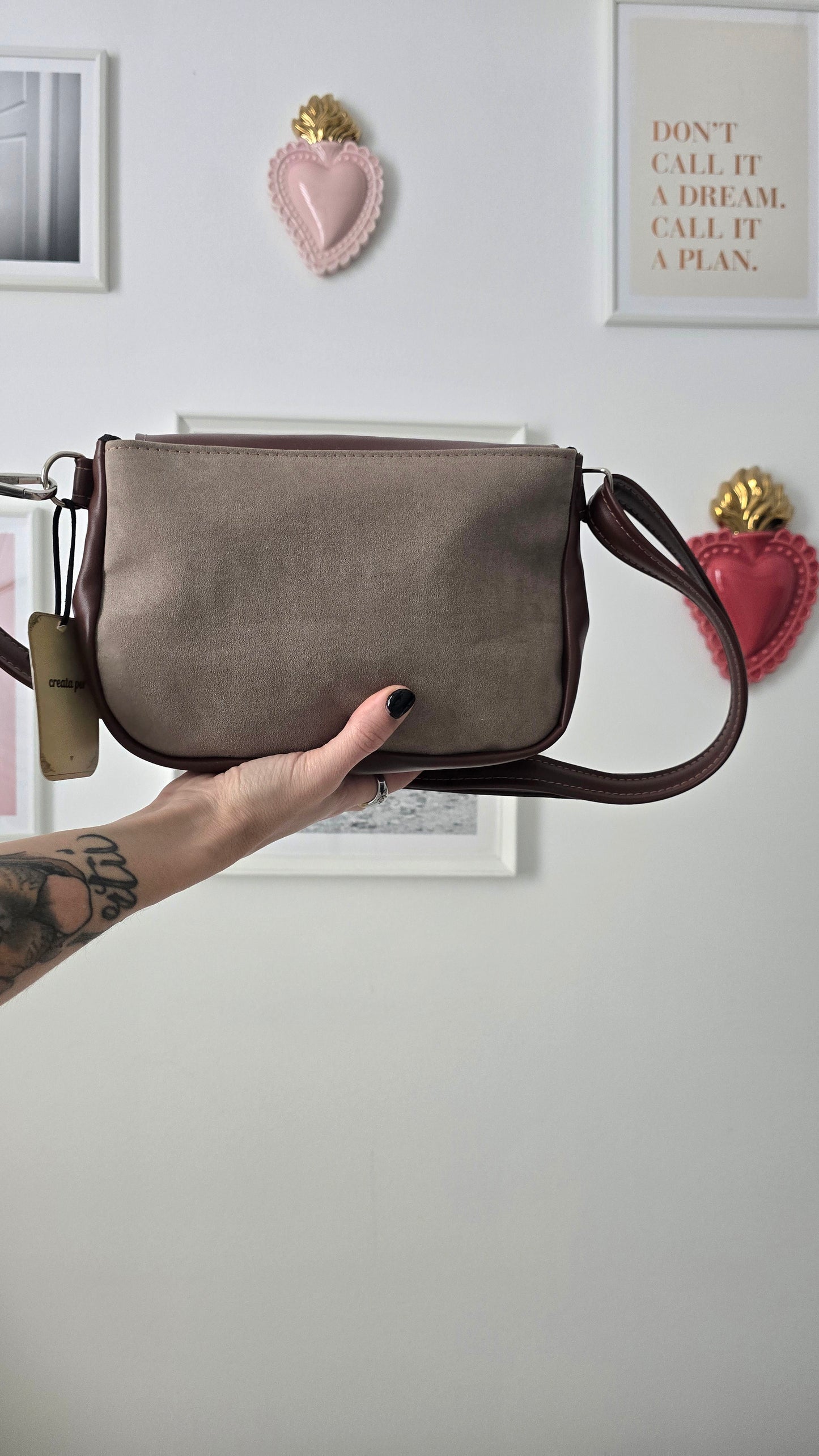 MARSUPIELLO large chocolate/similsuede taupe