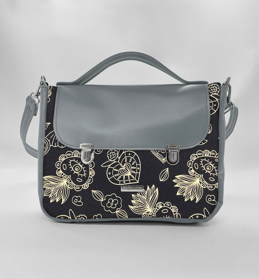"DOTTY" VEGAN midi SIMILPELLE grigio/ex voto nero