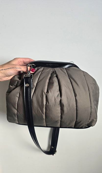 BORSA CLIC CLAC tracolla regolabile nero/ trapuntato verde militare