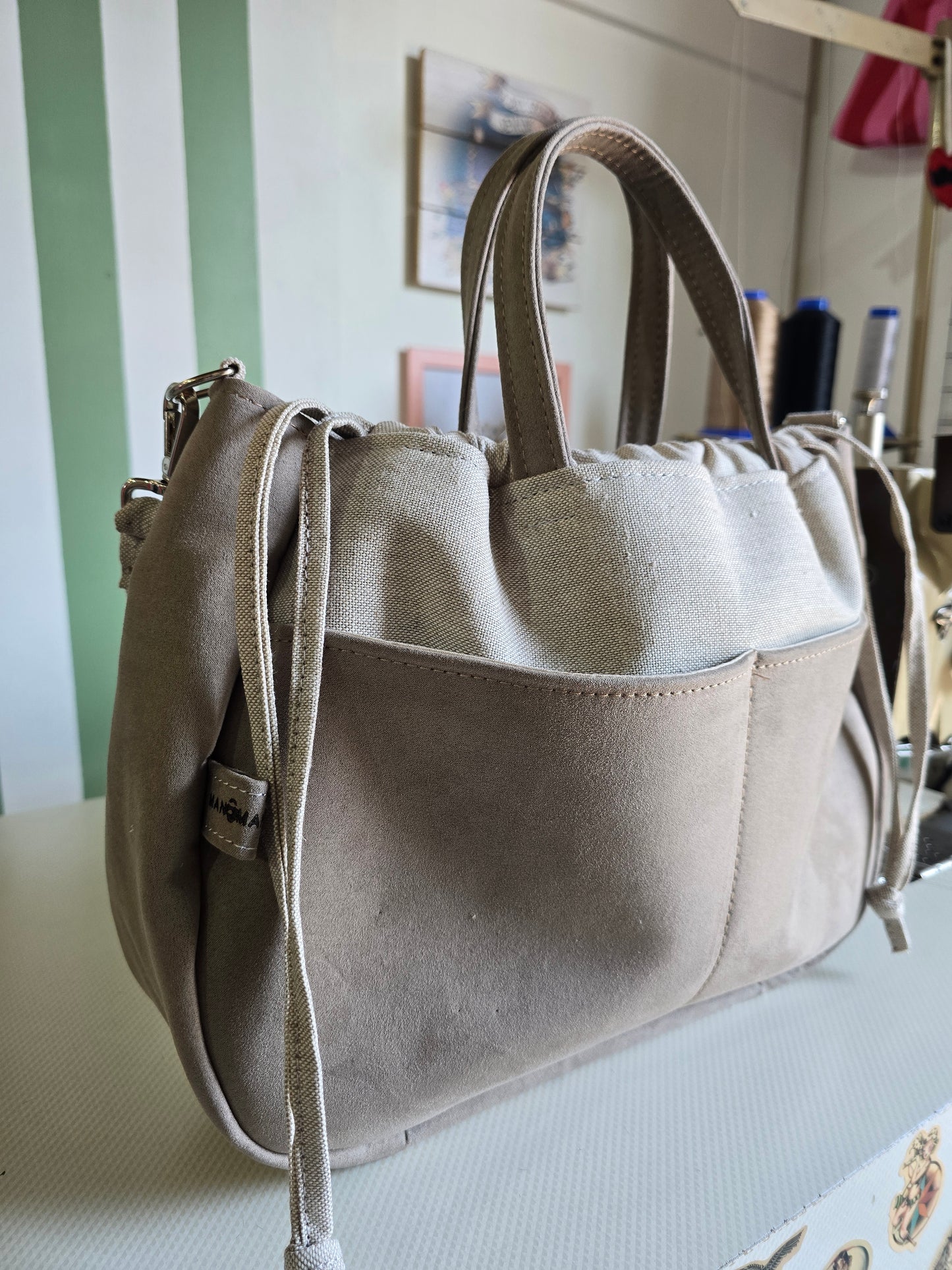 "L'ORGANIZZATA" corda chiaro/ similsuede tortora/ MANICI CLASSICI