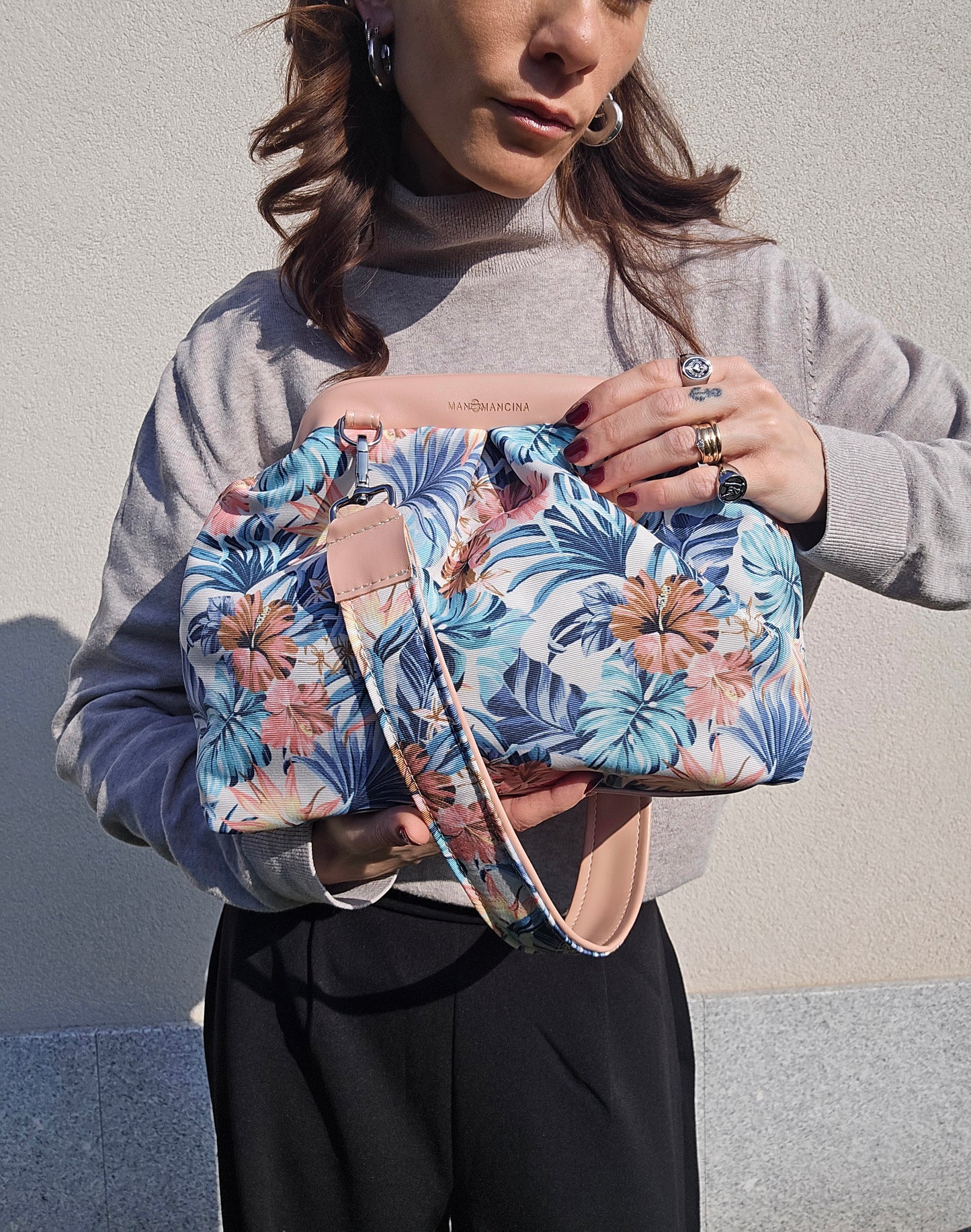 BORSA CLIC CLAC rosa antico / tropical