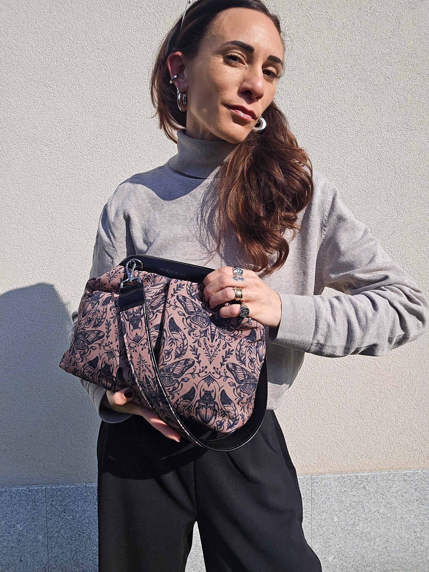BORSA CLIC CLAC nero / mocha tattoo