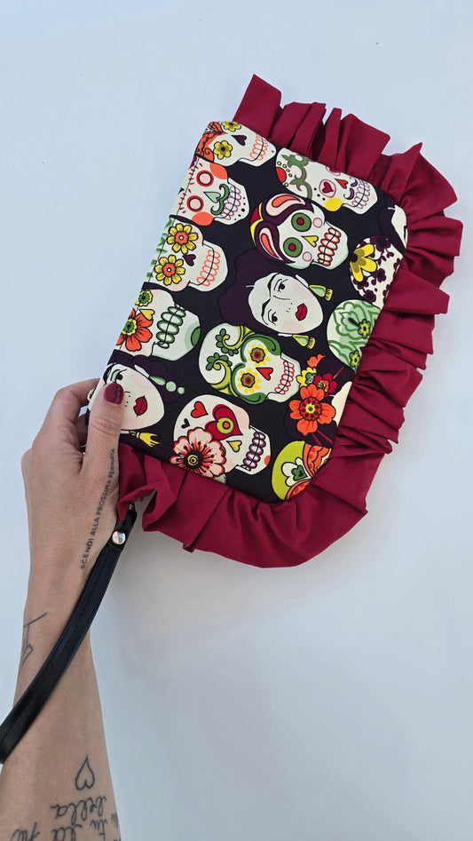 "MIRTA" pochette con rouches teschi Frida