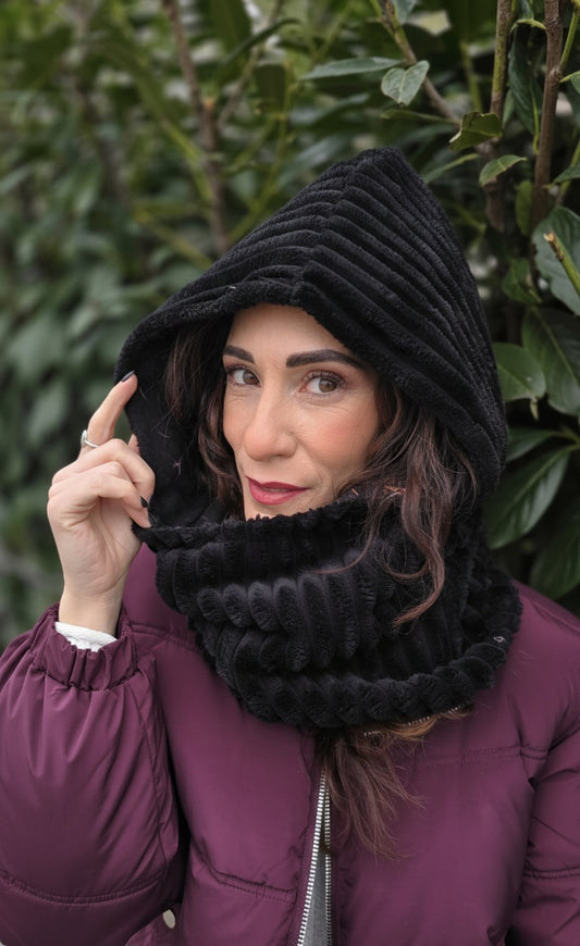 BALACLAVA ecopelliccia a costoni nero