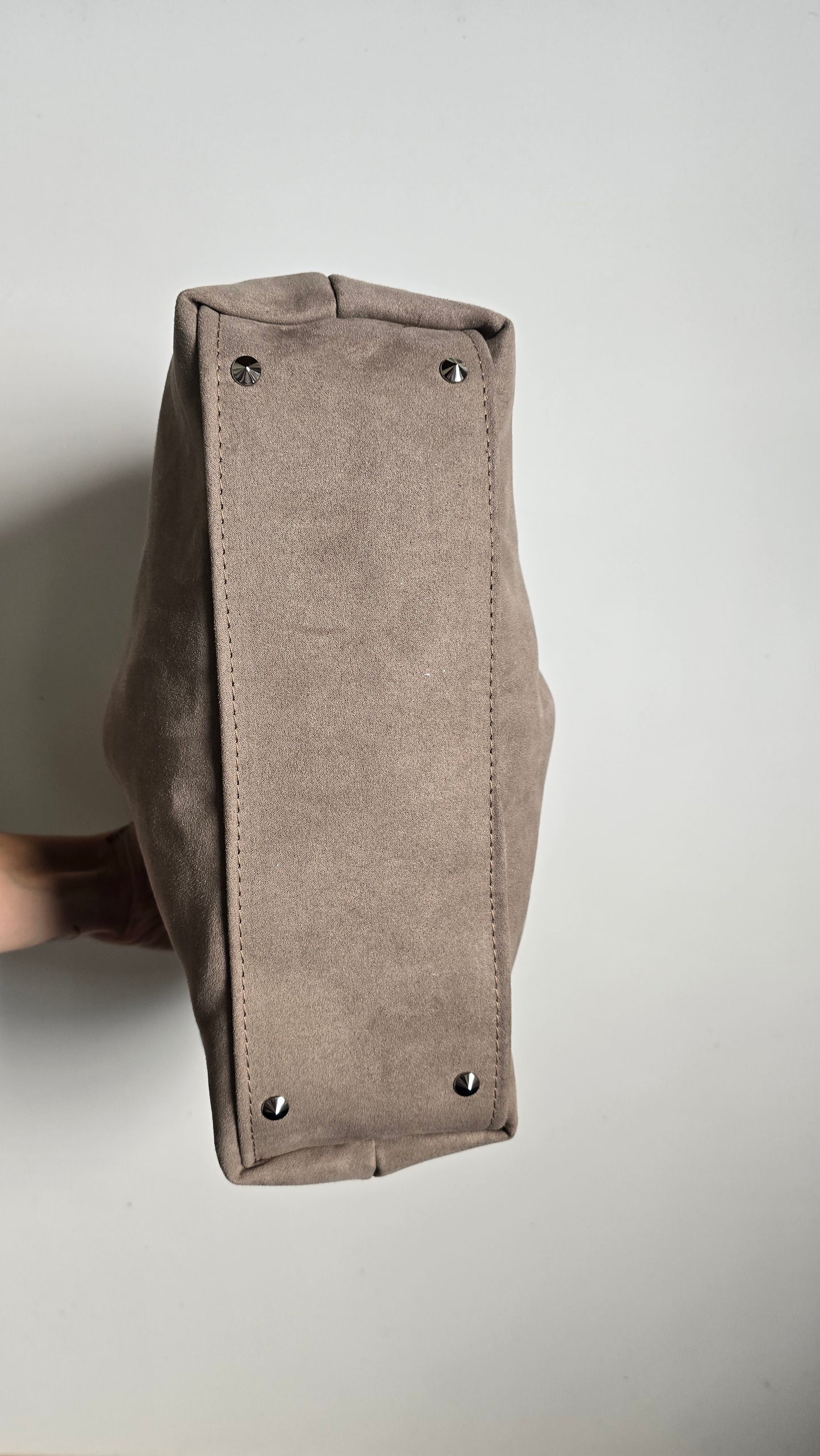 BORSA CLIC CLAC tracolla regolabile- simil suede TAUPE