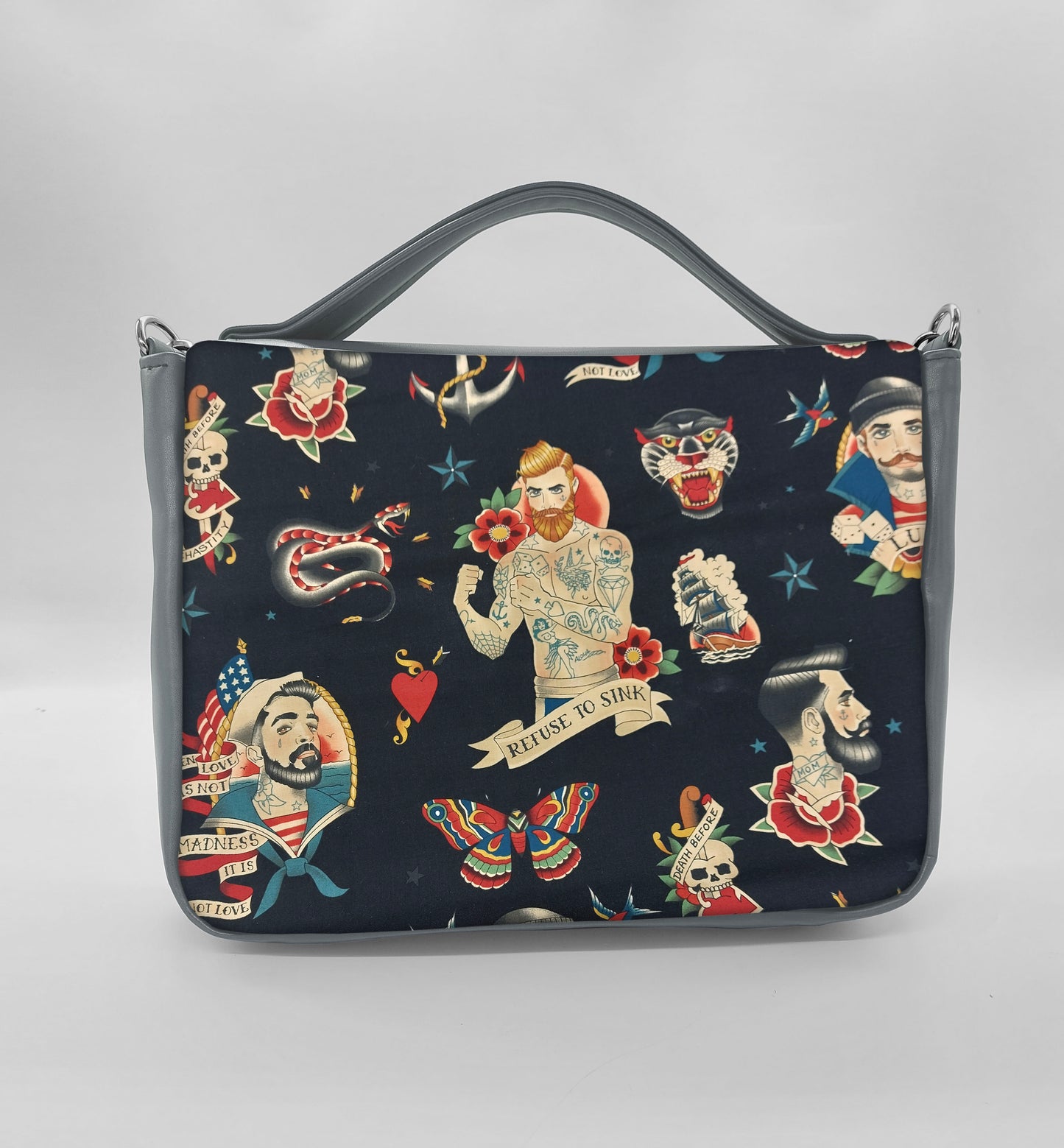 "DOTTY" VEGAN midi SIMILPELLE grigio/sailor