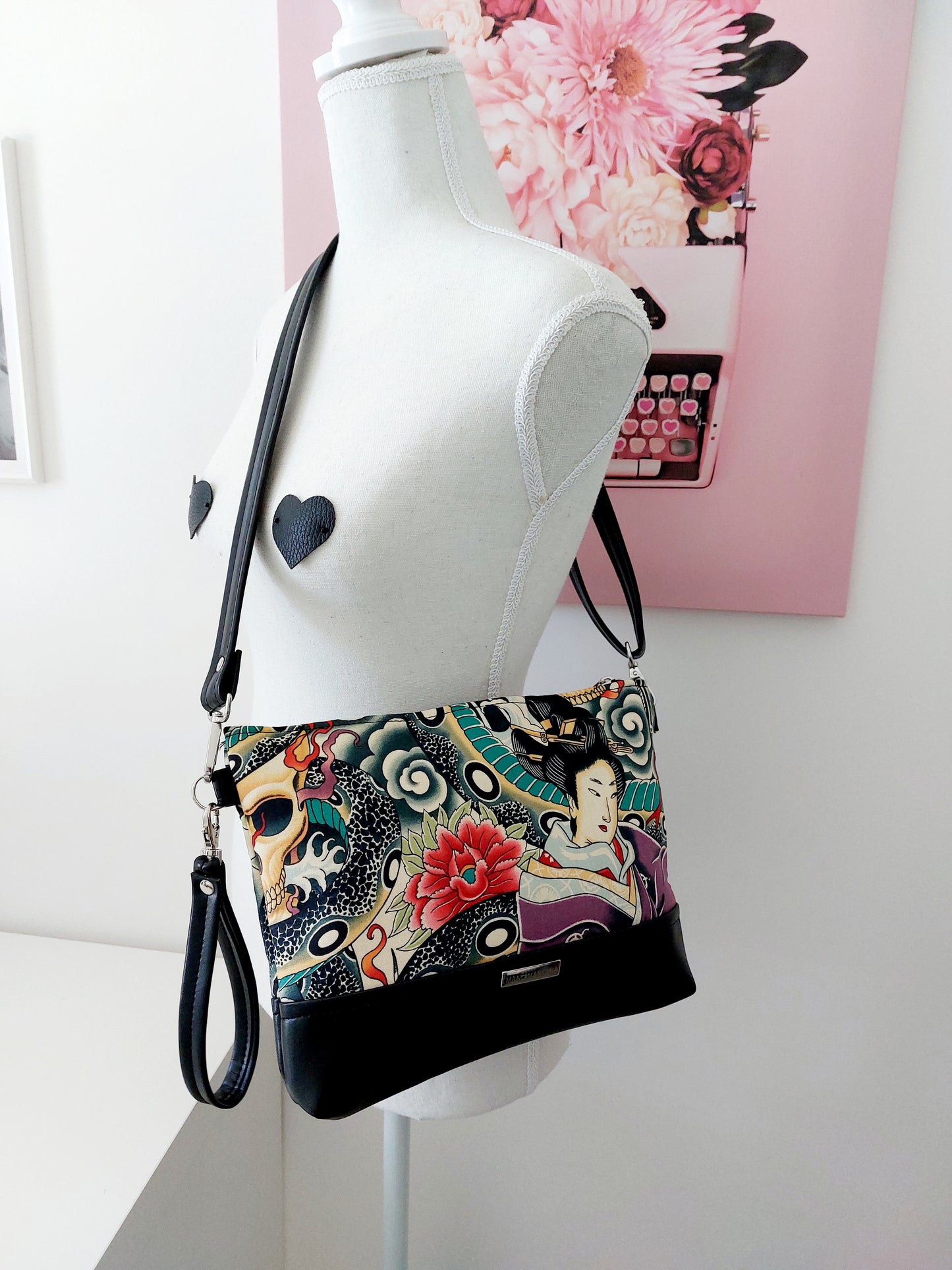 "POSCÈ" pochette in similpelle nero/japan multicolor