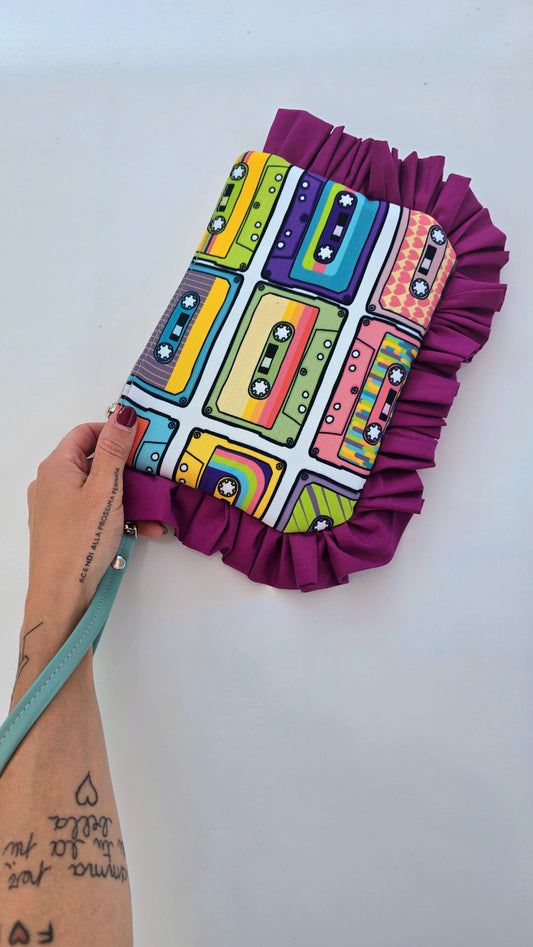 "MIRTA" pochette con rouches musicassette