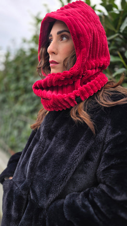 BALACLAVA ecopelliccia a costoni bordeaux