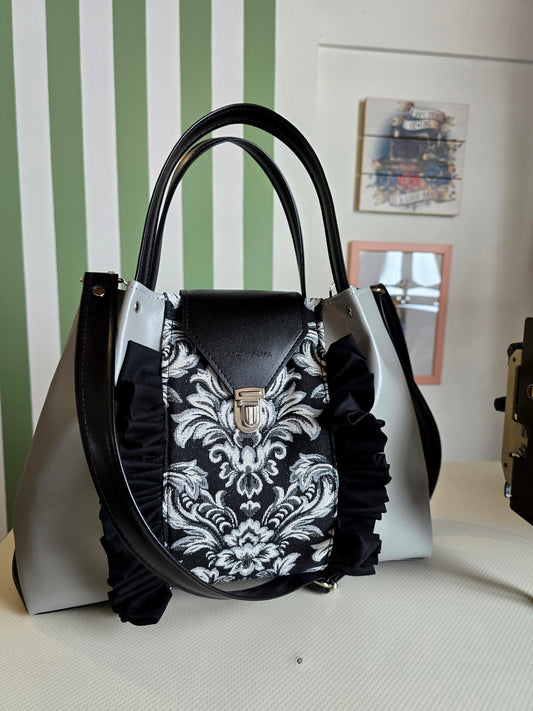 L'ARTIGIANA - grigio/nero/damascato con rouches