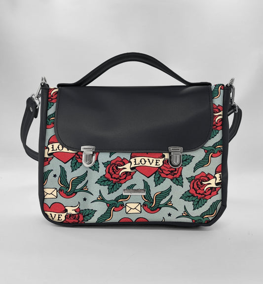 "DOTTY" VEGAN midi SIMILPELLE nero/ rondini love
