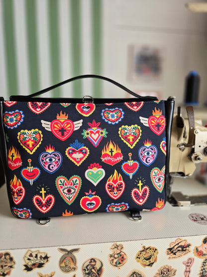 "DOTTY" VEGAN maxi SIMILPELLE nero / ex voto multicolor