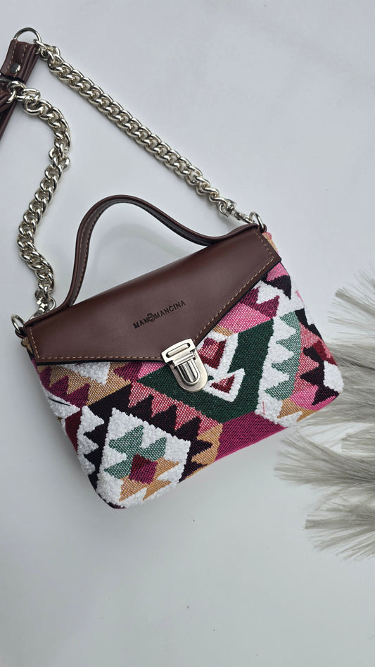 BORSETTA chocolate / kilim bordeaux