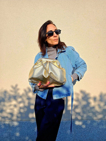 BORSA CLIC CLAC oro chiaro
