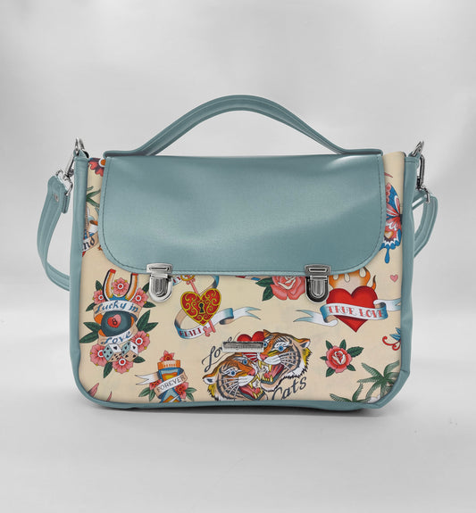 "DOTTY" VEGAN midi SIMILPELLE verde pastello/ new love beige